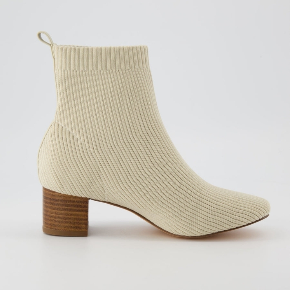 Joie Neely Ivory Knit Wood Block Heel Booties-Size 8M